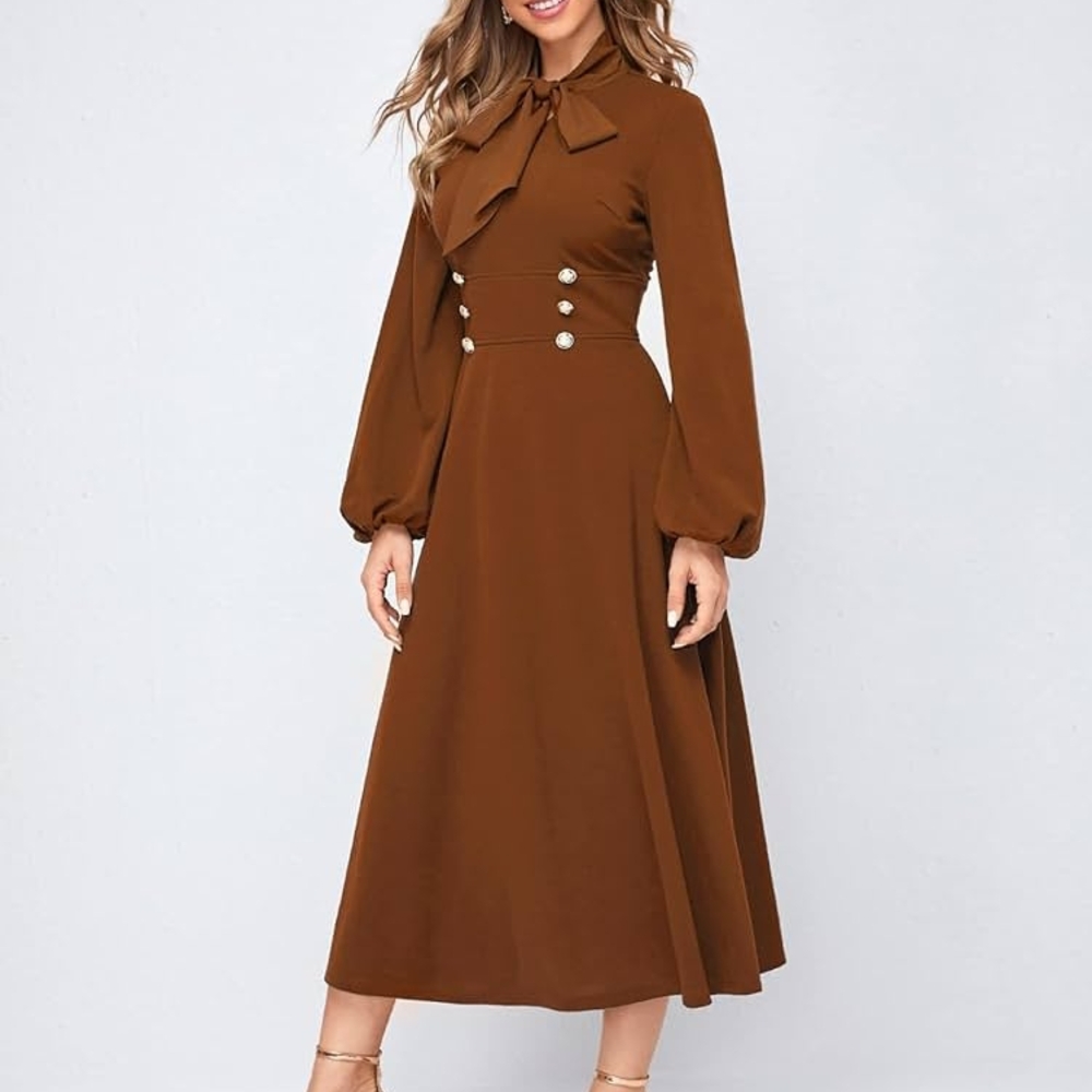 NWOT Women's Elegant Button/Tie Detail Dress